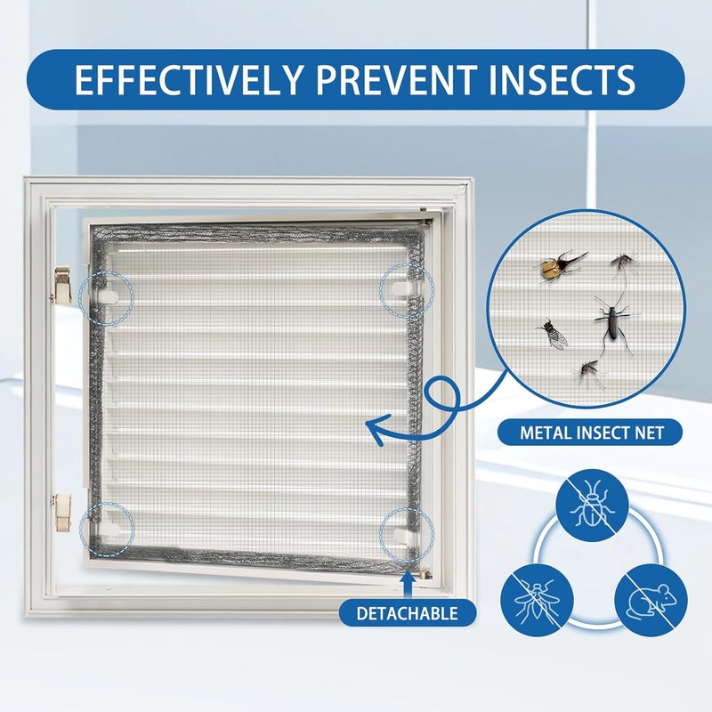 Crezone 17.4 x 17.4 Louvered Access Panel with Push-Button Switch - Access Panel with Vent - White Aluminum - Inside Dimensions: 16 x 16 inch - Image 5